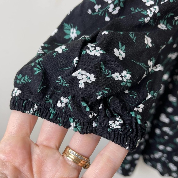 Abound Black Floral Daydreamer Long Sleeve Button Front Mini Dress NWT Large - Picture 5 of 8